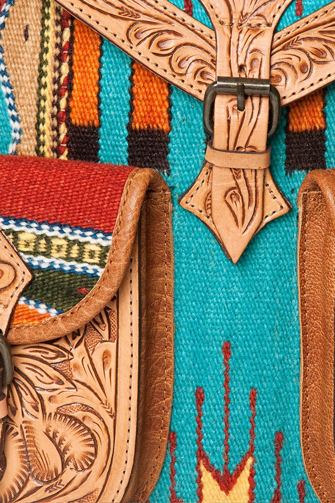 American Darling Hand Tooled Saddle Blanket Genuine Leather
