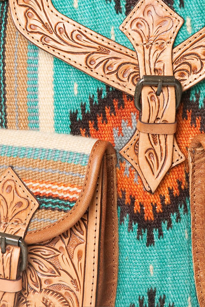 American Darling Hand Tooled Saddle Blanket Genuine Leather
