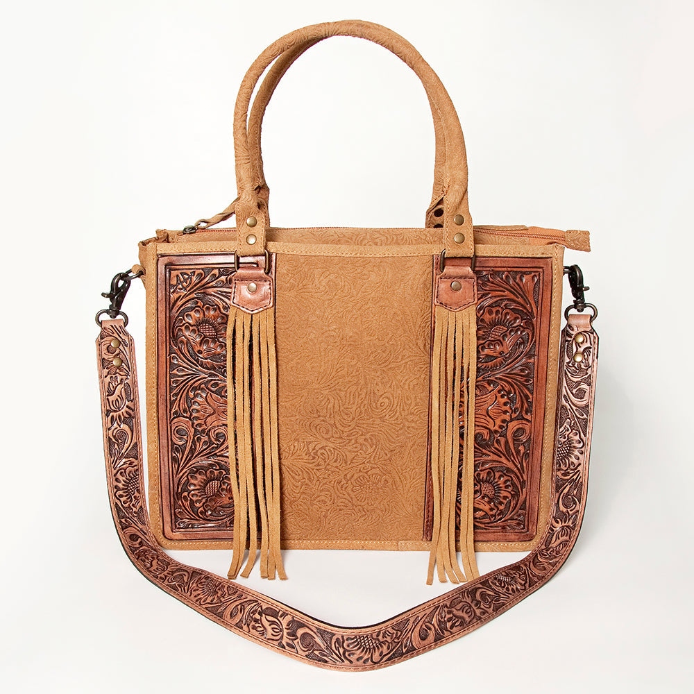 American Darling Briefcase Hand Tooled Saddle Blanket Genuine Leather