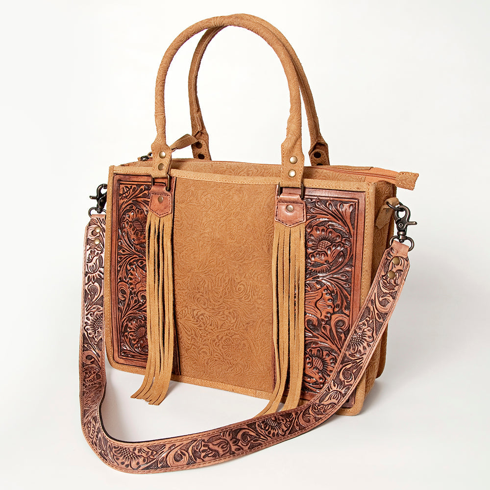 American Darling Briefcase Hand Tooled Saddle Blanket Genuine Leather