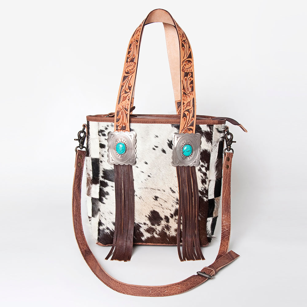 American Darling Tote Bag for Women, Hair-On Cowhide Western Bag, Premium Full Grain Leather with Fringes & YKK Zipper