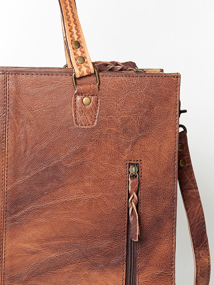 American Darling Hand-Tooled Genuine Leather Tote