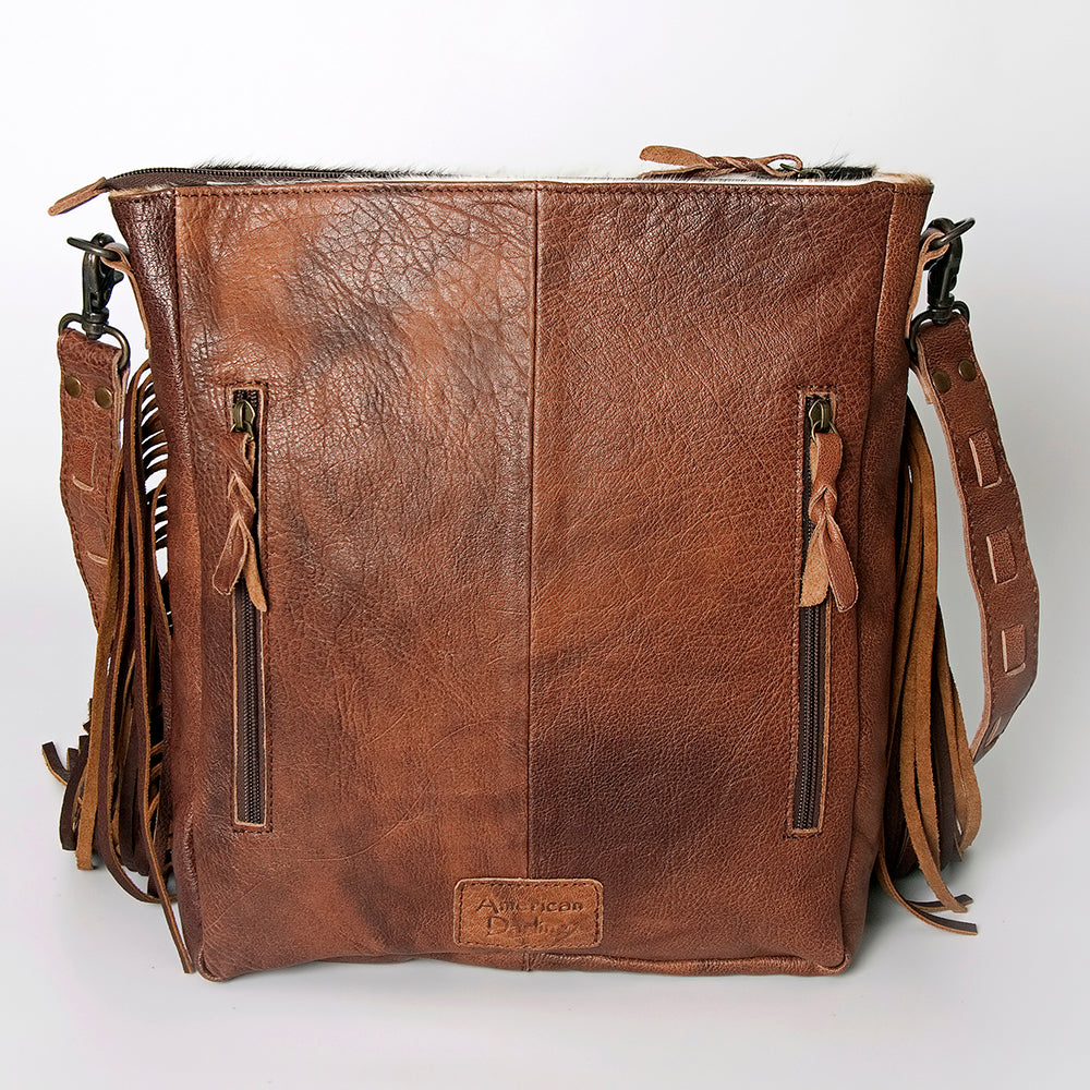 American Darling Large Cross body Bag, Hand Tooled Vegetable-Tanned Leather, Western Fringed Handcrafted Crossbody Purse