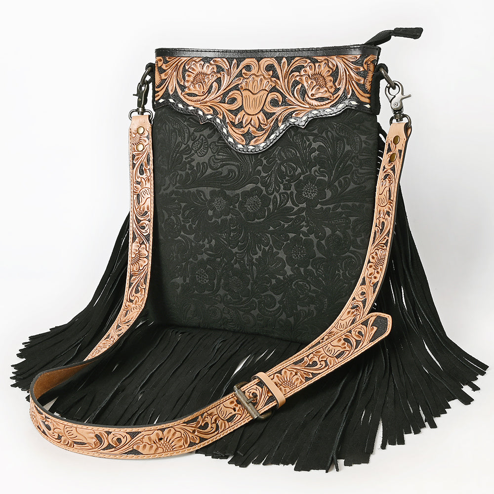 American Darling Messenger Hand Tooled Hair On Genuine Leather Western Women Bag Handbag Purse | Cute