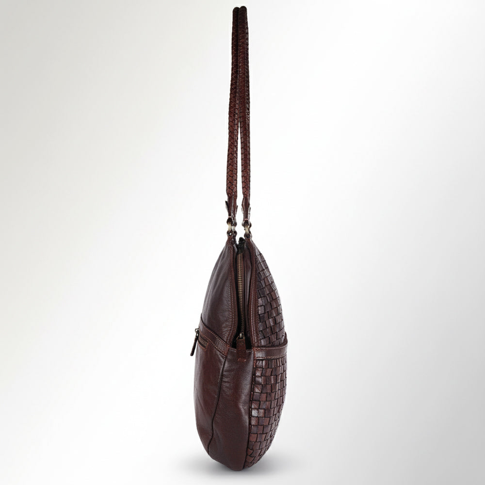 Spaghetti Western Swc130Brn Tote Vintage Handmade Drum Dyed Genuine European Cowhide Leather Women Bag Western Handbag Purse