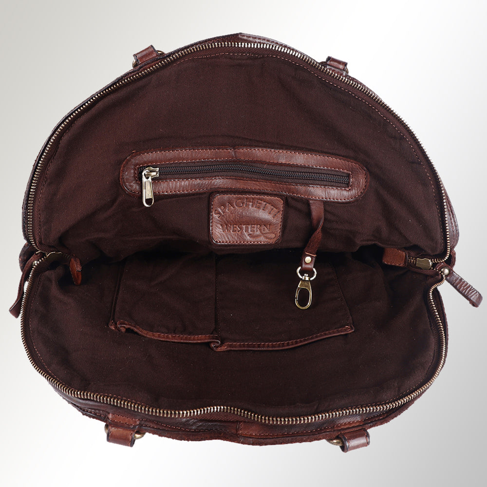 Spaghetti Western Tote Vintage Handmade Drum Dyed Genuine European Cowhide Leather