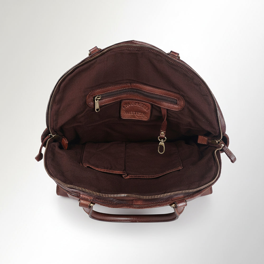Spaghetti Western Swc130Brn Tote Vintage Handmade Drum Dyed Genuine European Cowhide Leather Women Bag Western Handbag Purse