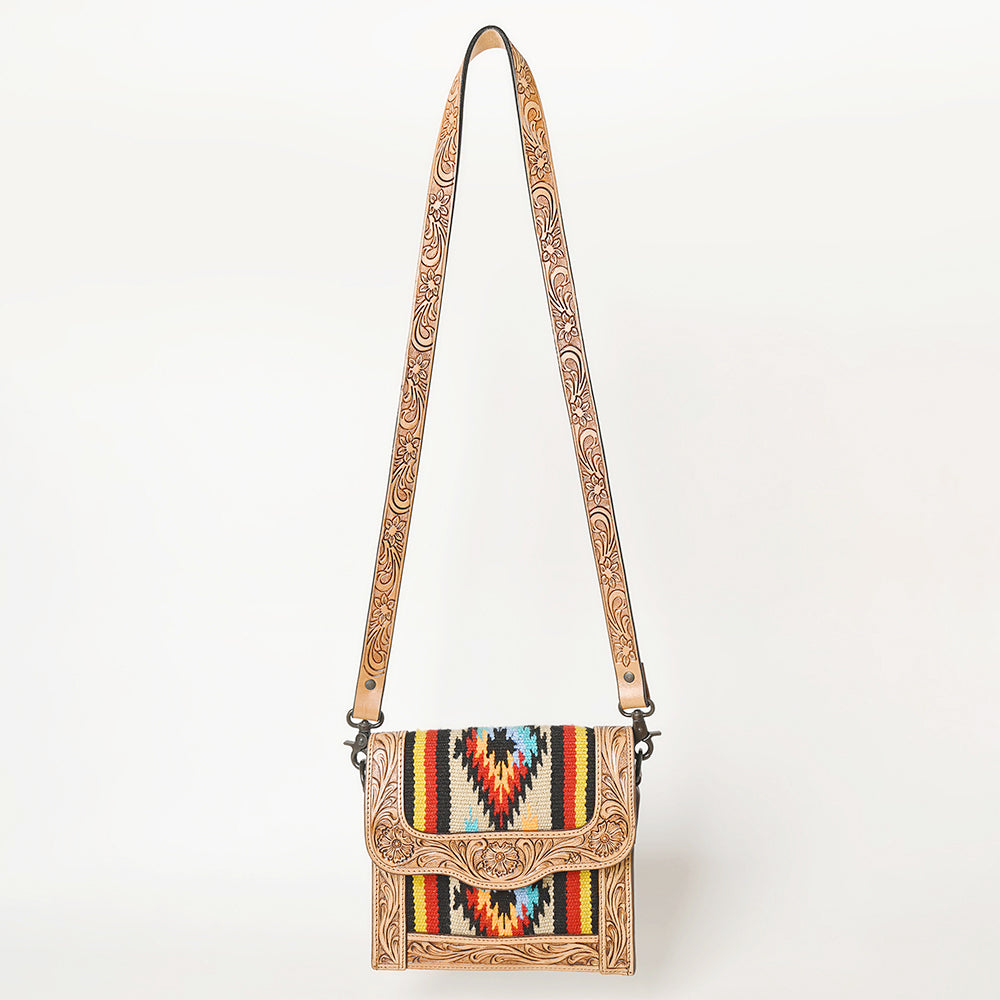 American Darling Hand-Tooled Saddle Blanket Leather Messenger Bag