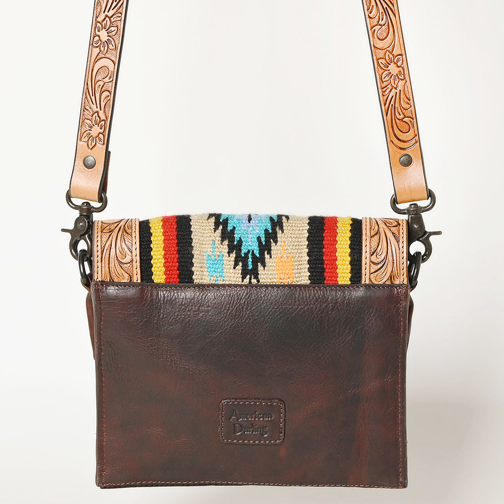 American Darling Hand-Tooled Saddle Blanket Leather Messenger Bag