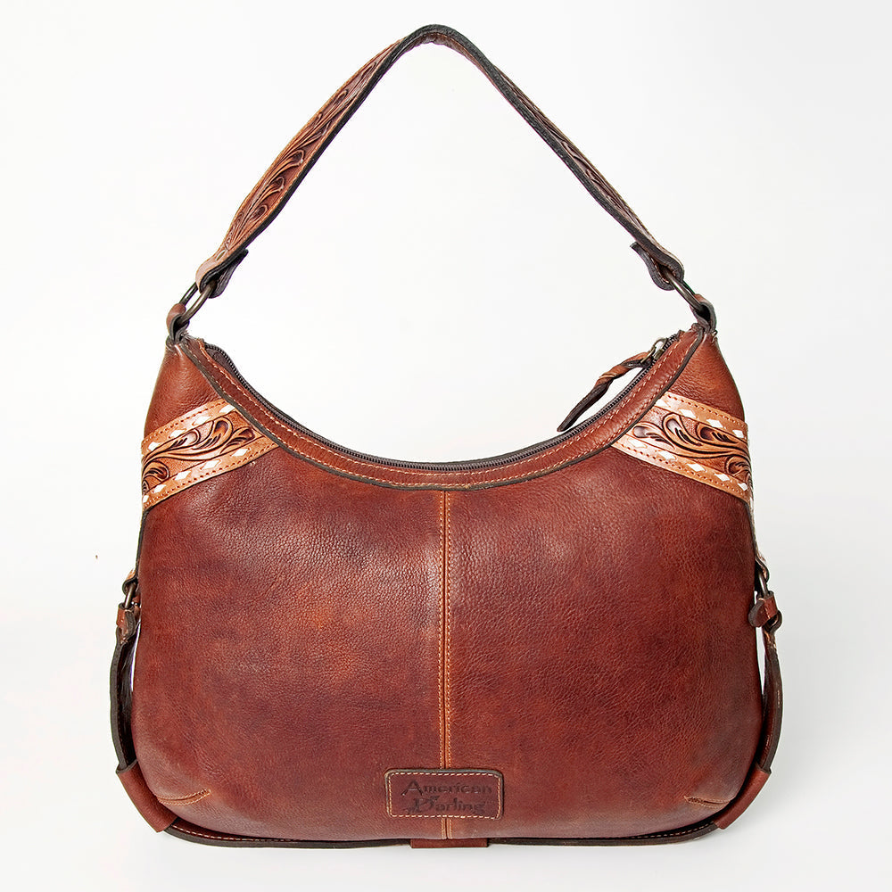 American Darling Hand-Tooled Hair-On Genuine Leather Hobo Bag