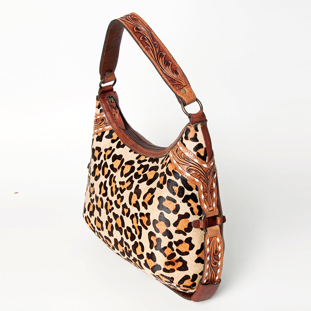 American Darling Hand-Tooled Hair-On Genuine Leather Hobo Bag