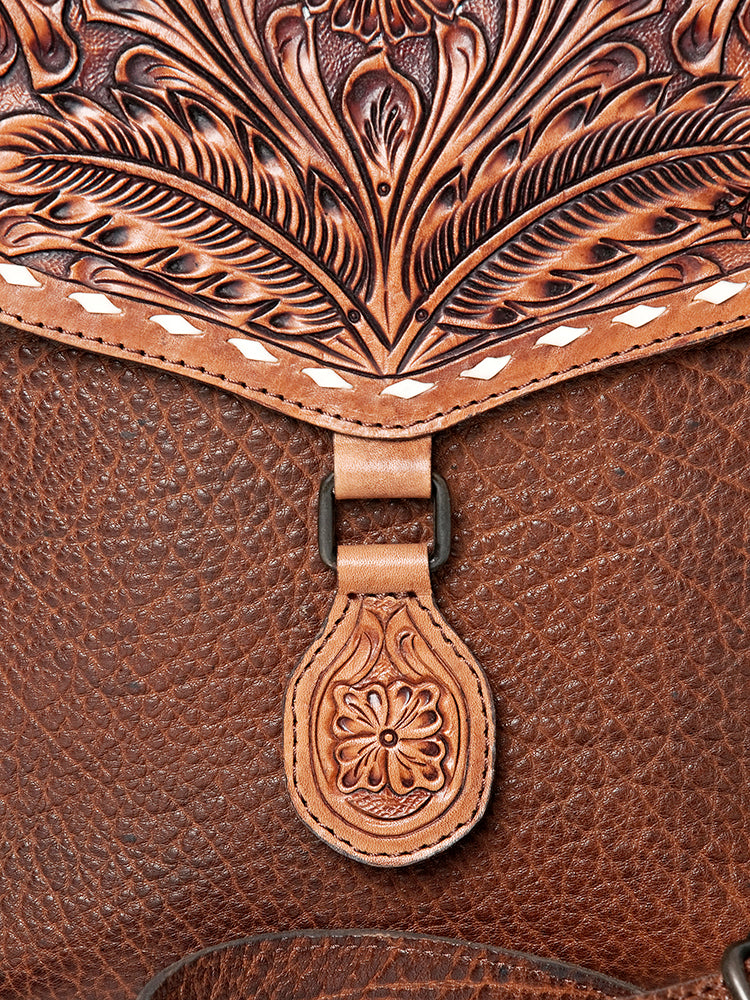 American Darling Hand-Tooled Genuine Leather Crossbody Bag