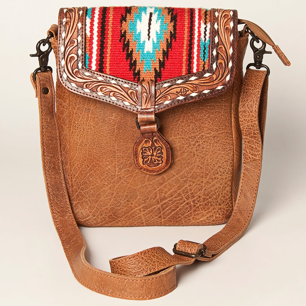 American Darling Hand-Tooled Saddle Blanket Leather Crossbody Bag
