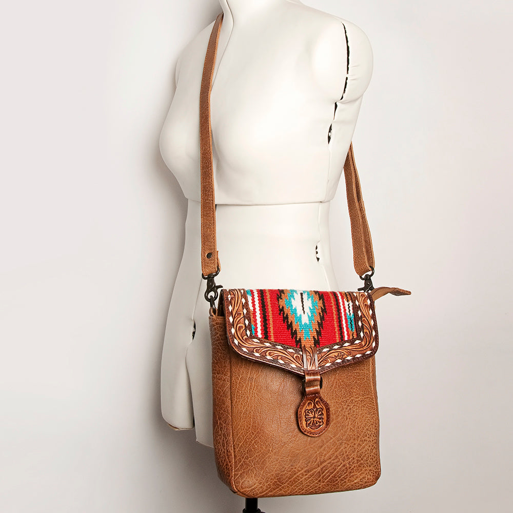 American Darling Hand-Tooled Saddle Blanket Leather Crossbody Bag
