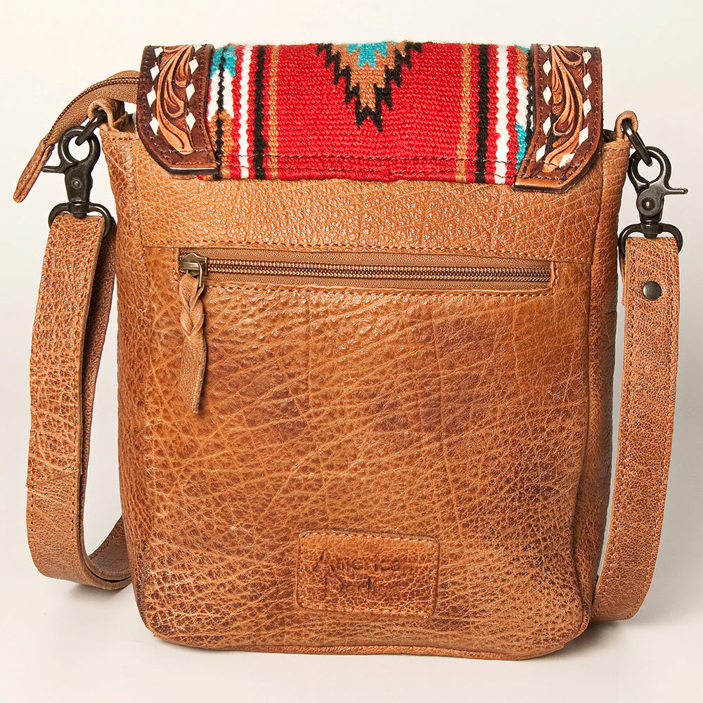 American Darling Hand-Tooled Saddle Blanket Leather Crossbody Bag