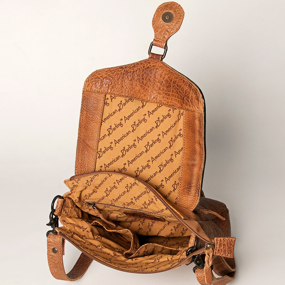 American Darling Hand-Tooled Saddle Blanket Leather Crossbody Bag