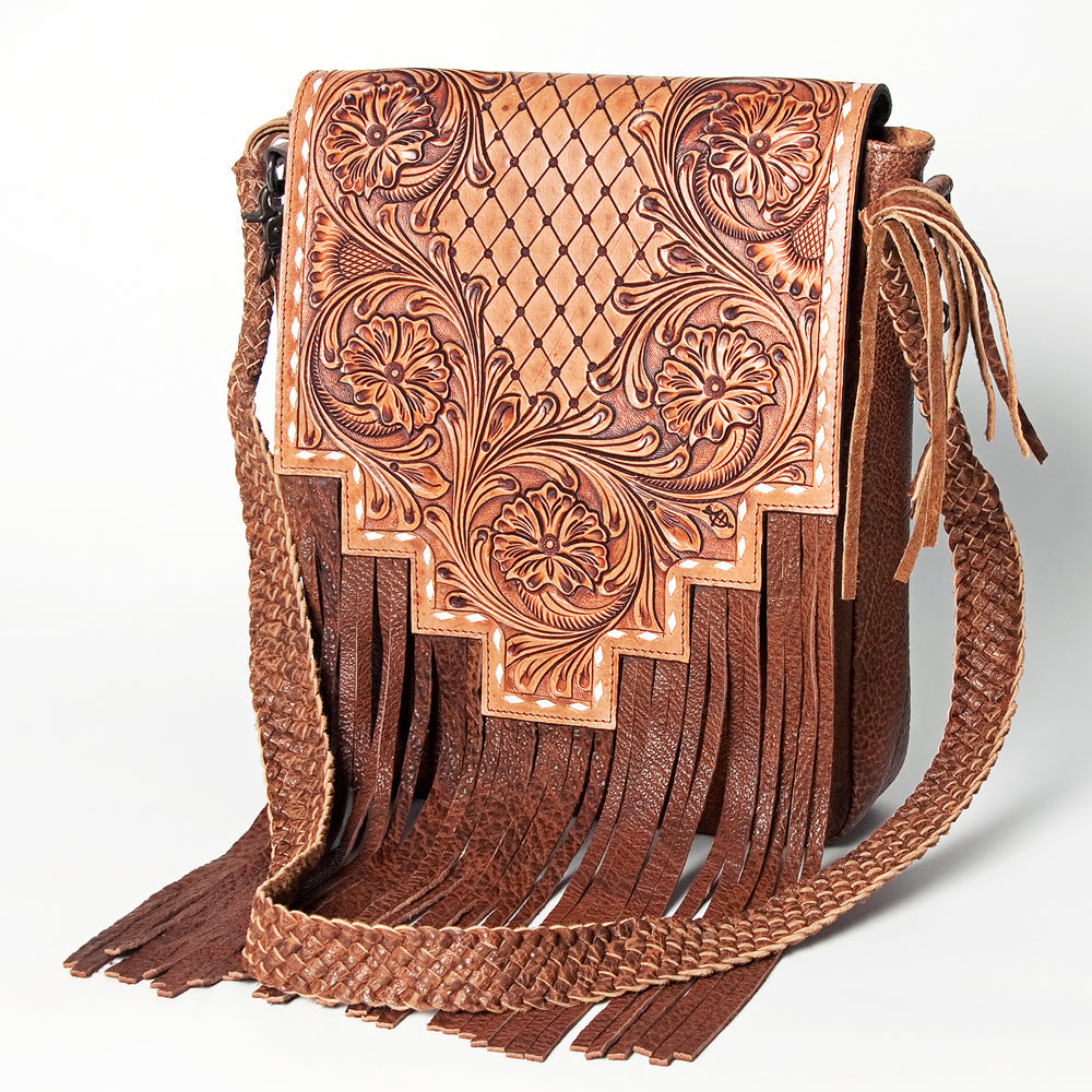 American Darling Hand-Tooled Genuine Leather Crossbody Bag