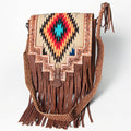 American Darling Hand-Tooled Saddle Blanket Genuine Leather Crossbody Bag