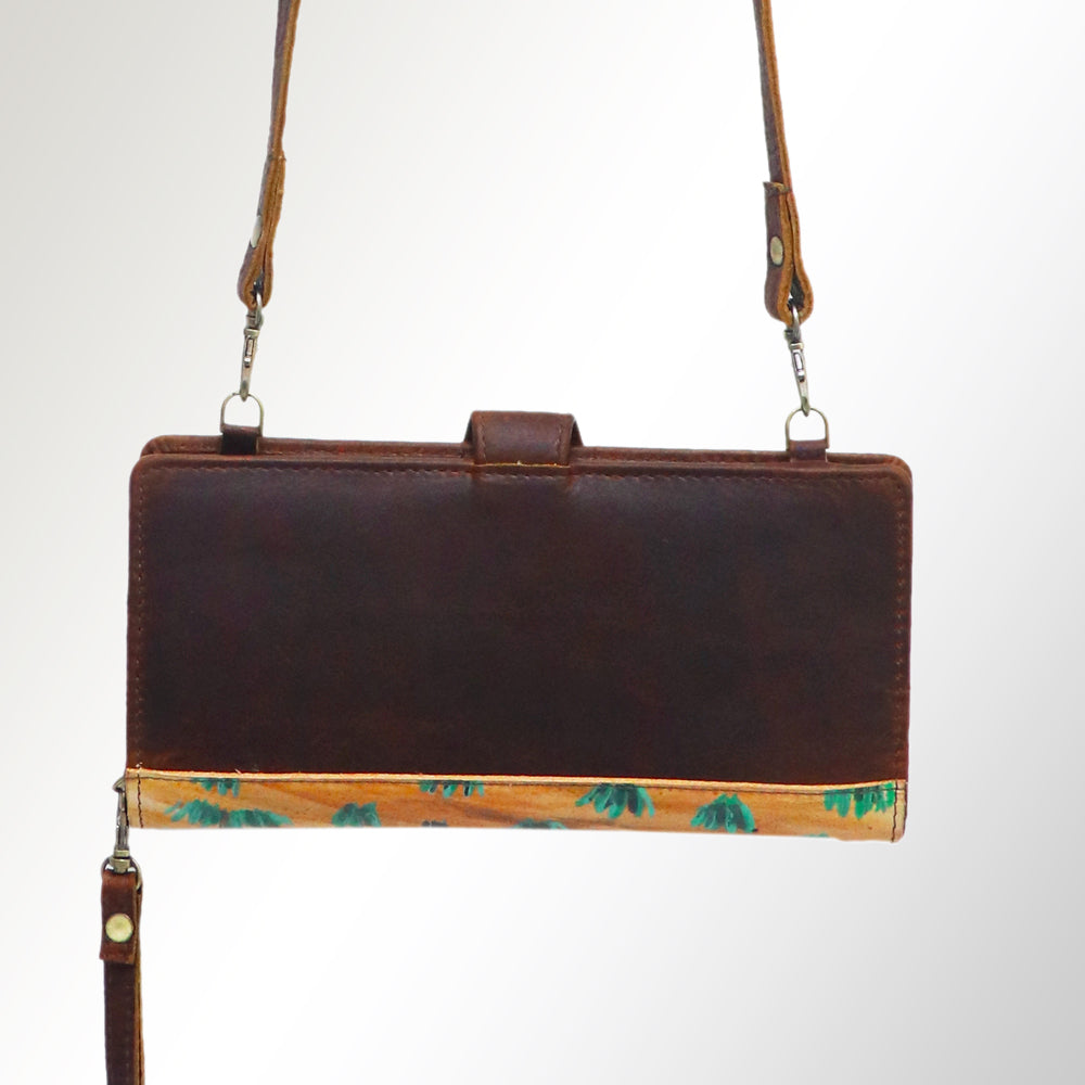 American Darling Wristlet Bag, Hand-Painted Genuine Leather, Western Vegetable Tanned Full Grain Leather Wallet Bag