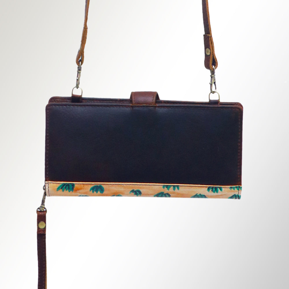 American Darling Wristlet Bag, Hand-Painted Genuine Leather, Western Vegetable Tanned Full Grain Leather Wallet Bag