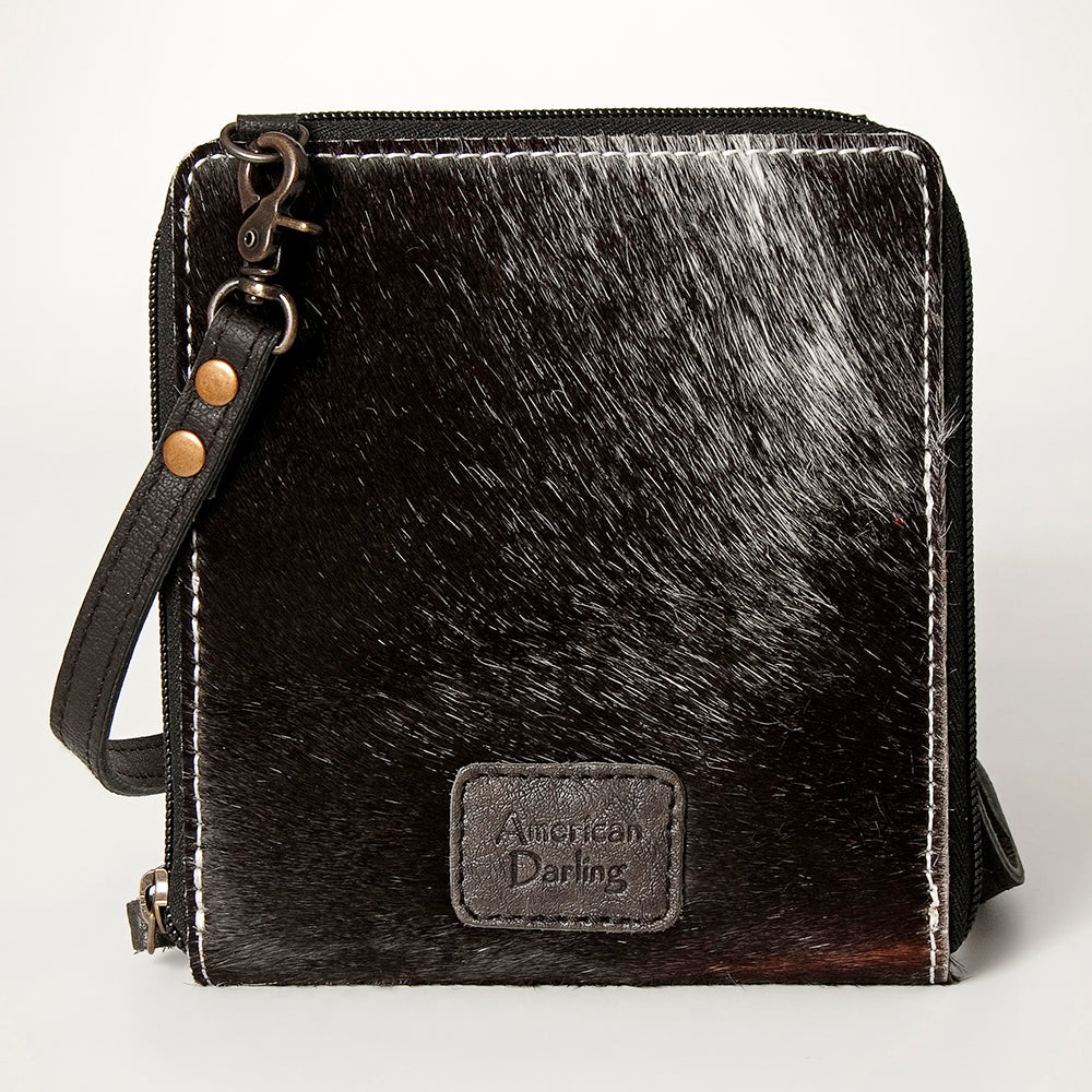 American Darling Cross body Bag, Hair-On Cowhide & Genuine Full Grain Leather, Western Shoulder Purse, 6in (H) X 6in (W)