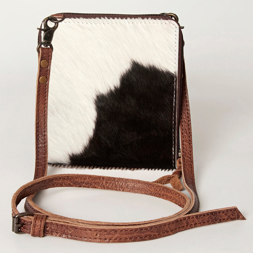 American Darling Cross body Bag, Hair-On Cowhide & Genuine Full Grain Leather, Western Shoulder Purse, 6in (H) X 6in (W)
