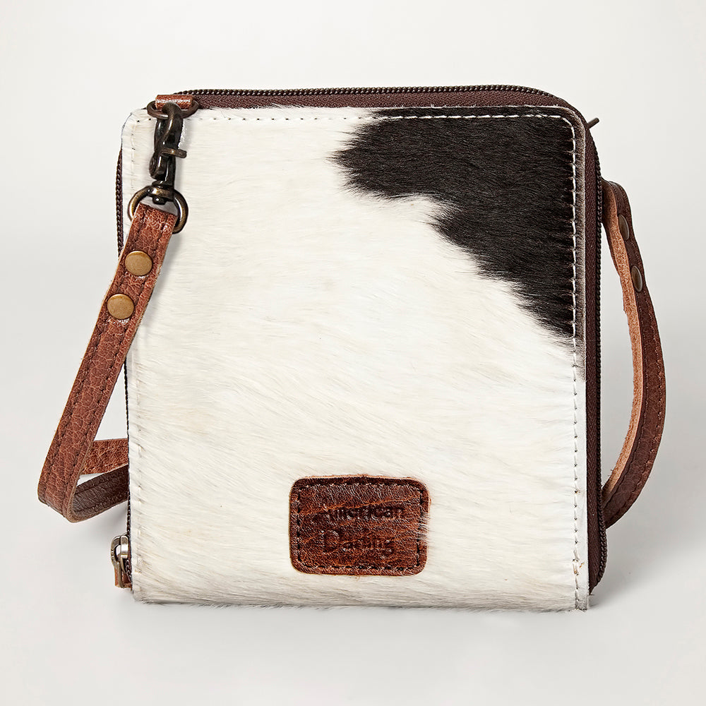 American Darling Cross body Bag, Hair-On Cowhide & Genuine Full Grain Leather, Western Shoulder Purse, 6in (H) X 6in (W)