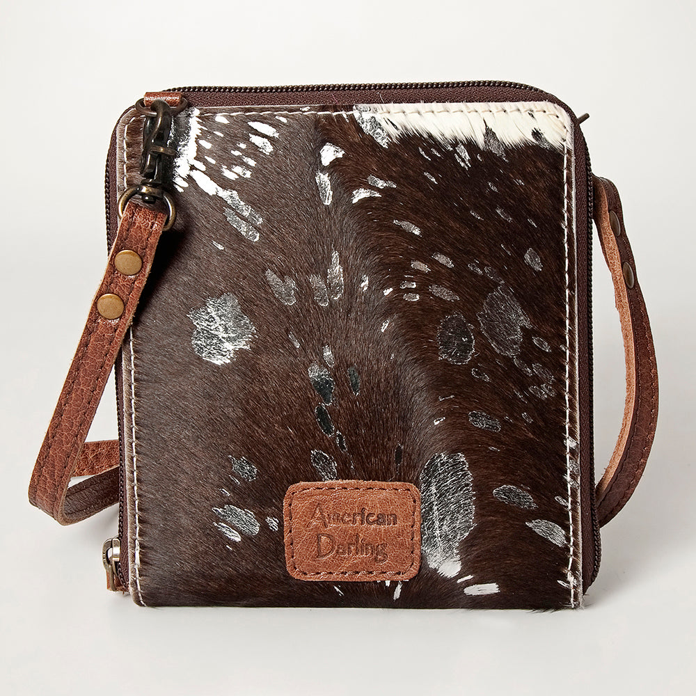 American Darling Cross body Bag, Hair-On Cowhide & Genuine Full Grain Leather, Western Shoulder Purse, 6in (H) X 6in (W)