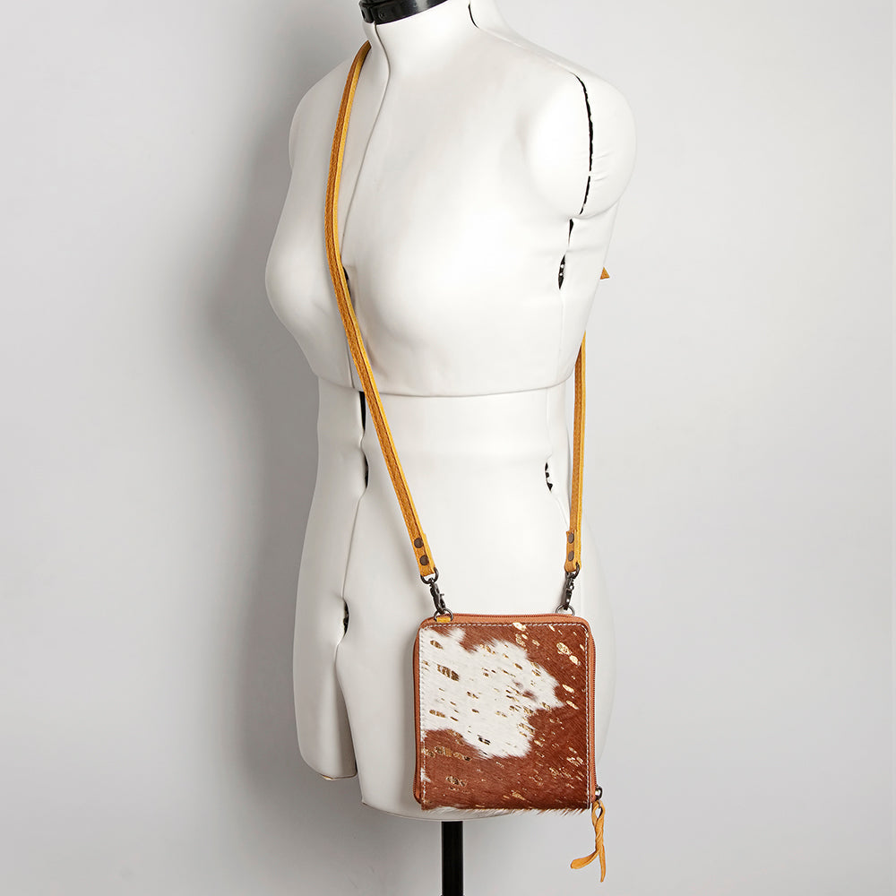 American Darling Cross body Bag, Hair-On Cowhide & Genuine Full Grain Leather, Western Shoulder Purse, 6in (H) X 6in (W)