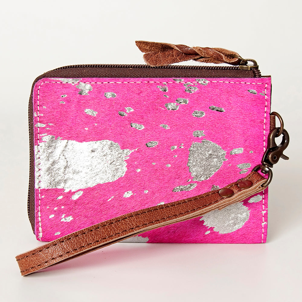 American Darling Coin Purse, Genuine Hair-On Cowhide & Full Grain Leather, Slim Western Travel Pouch, 4.5in (H) X 6.5in (W)