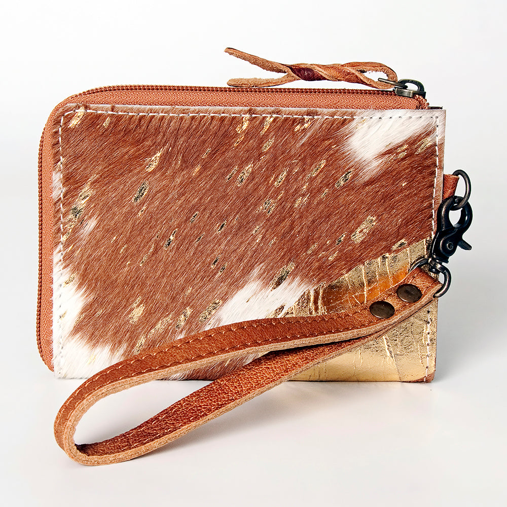 American Darling Coin Purse, Genuine Hair-On Cowhide & Full Grain Leather, Slim Western Travel Pouch, 4.5in (H) X 6.5in (W)