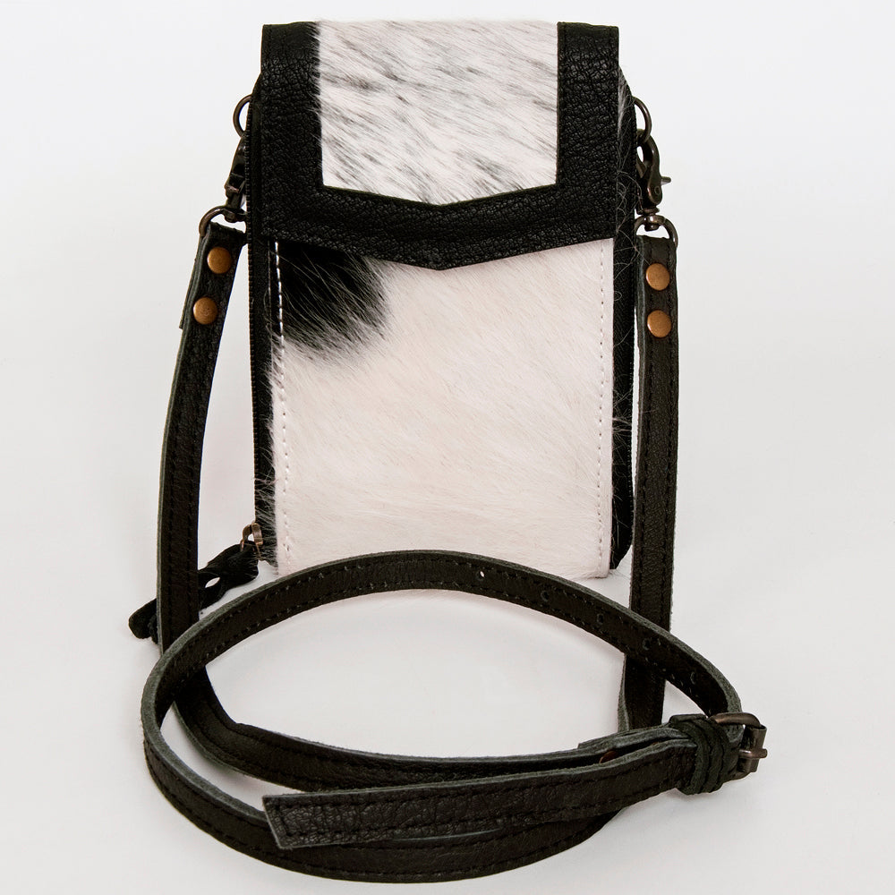 American Darling Cell Phone holder, Genuine Hair-On Cowhide & Full Grain Leather, Western Crossbody Bag, 7in X 4in X 1in