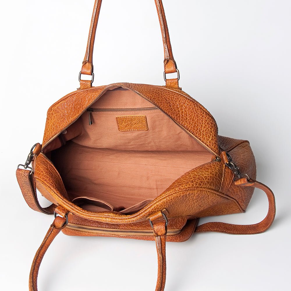 Vintage Inspired Handmade Leather Tote With Full Grain Cowhide