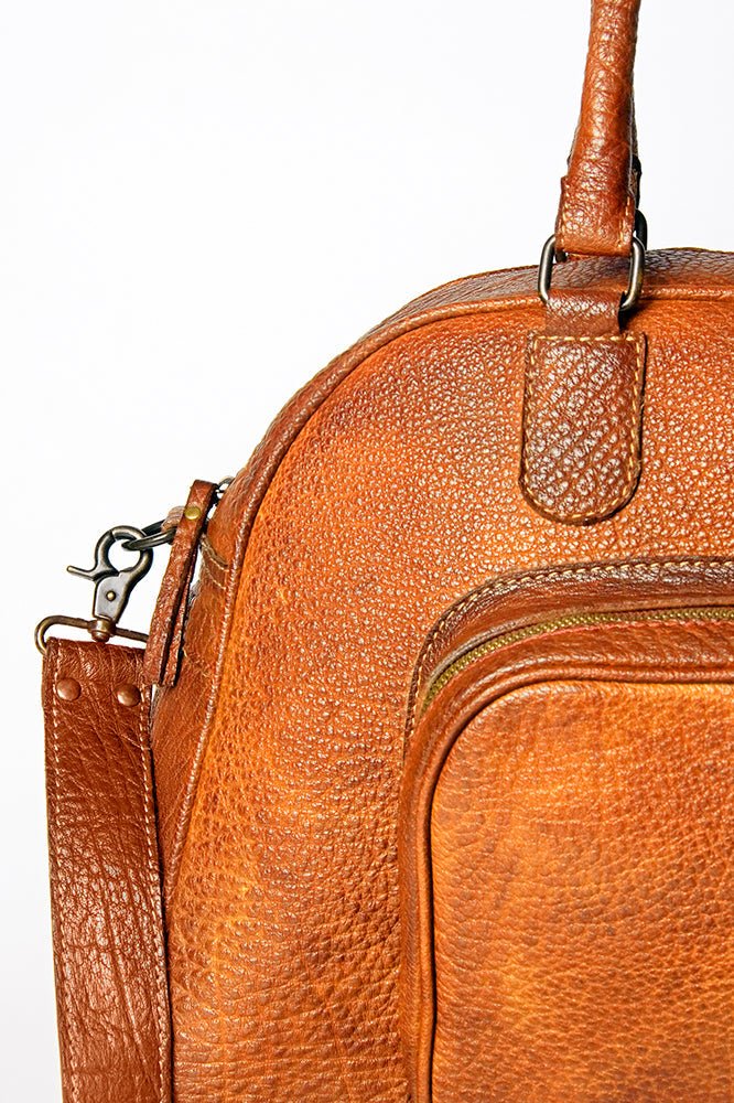 Vintage Inspired Handmade Leather Tote With Full Grain Cowhide