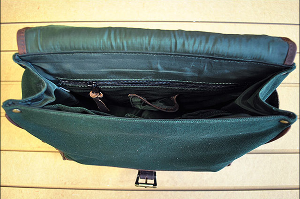 Leather & Canvas Hunting Field Bag — 11"W x 12"H x 6"D