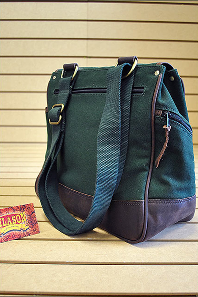 Leather & Canvas Hunting Field Bag — 11"W x 12"H x 6"D