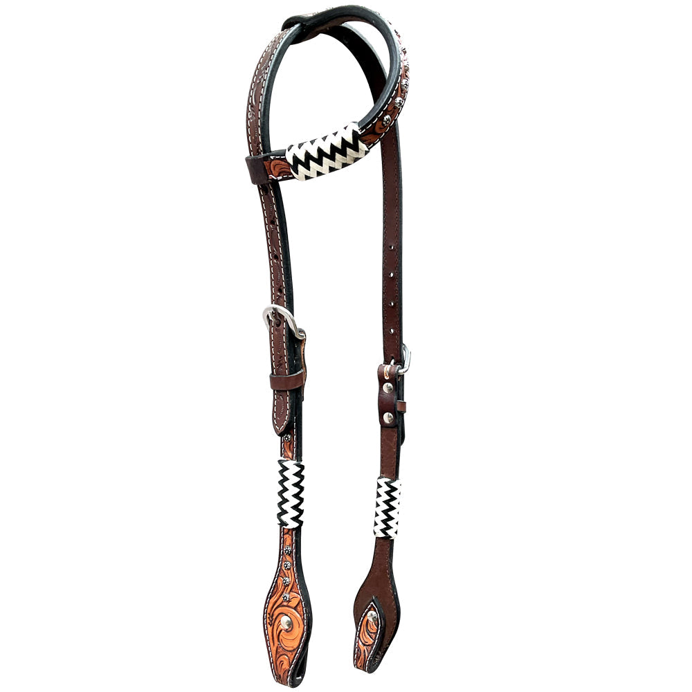 Bar H Equine American Leather Horse Saddle Tack One Ear Headstall | Breast Collar | Browband Headstall | Wither Strap | Tack Set BER213