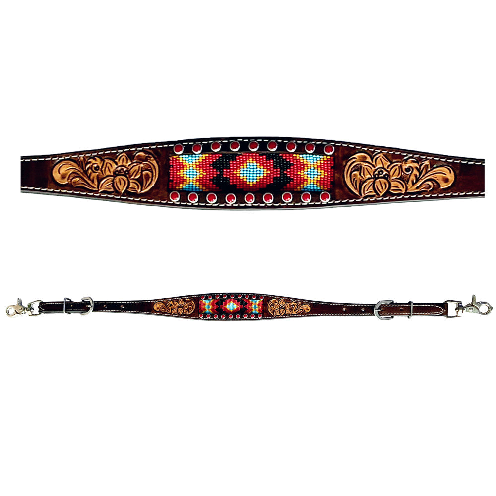 Bar H Equine Genuine Western American Leather Horse Premium Headstall & Breast Collar Set