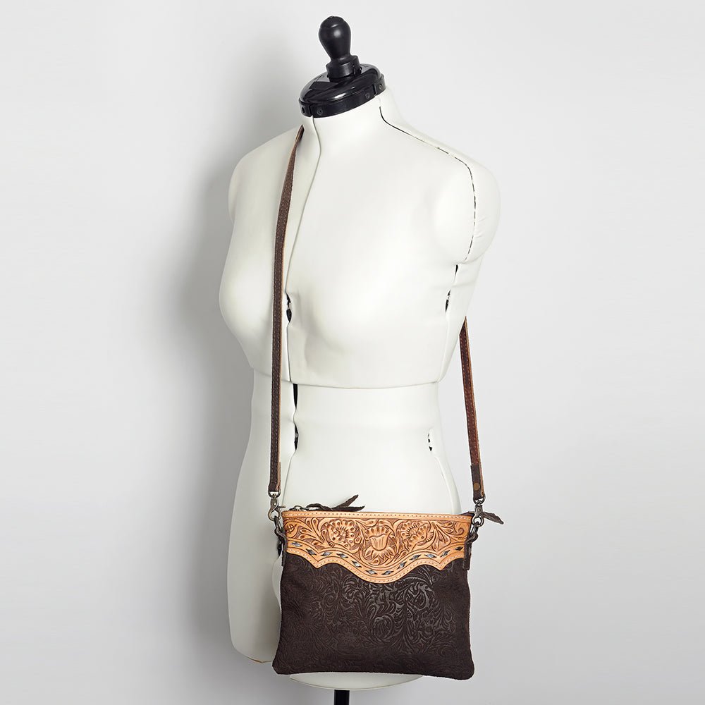 American Darling Western Small Crossbody Bag – Genuine Hair-On Cowhide Leather with Fringes, Adjustable Strap, Handcrafted in Texas