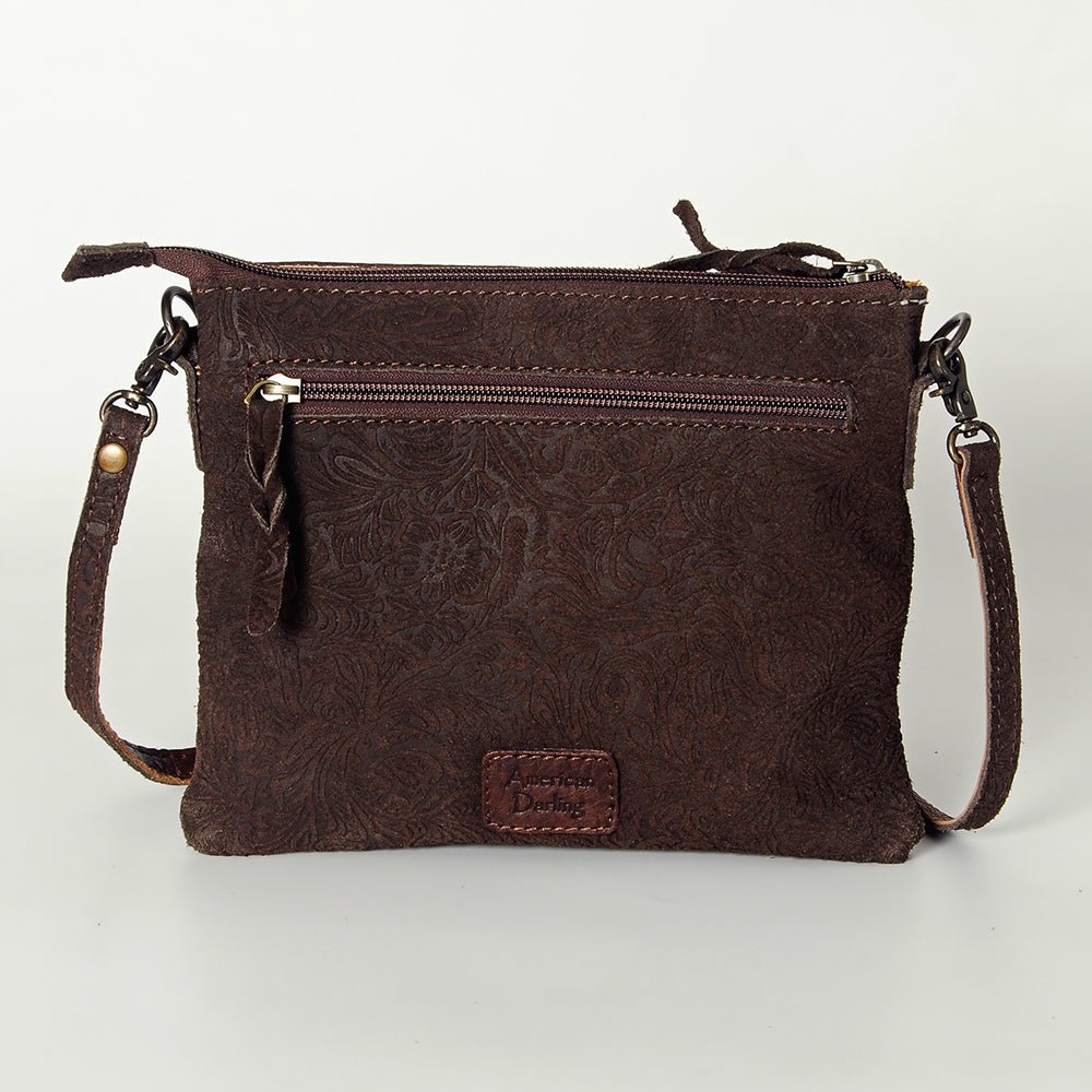 American Darling Western Small Crossbody Bag – Genuine Hair-On Cowhide Leather with Fringes, Adjustable Strap, Handcrafted in Texas