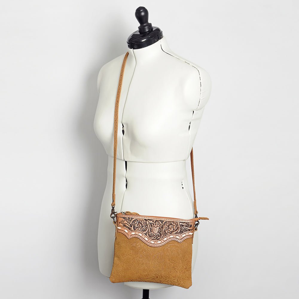 American Darling Western Small Crossbody Bag – Genuine Hair-On Cowhide Leather with Fringes, Adjustable Strap, Handcrafted in Texas