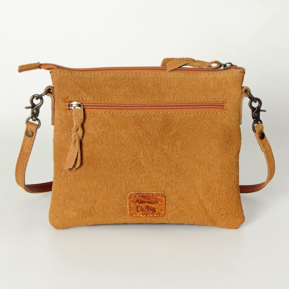 American Darling Western Small Crossbody Bag – Genuine Hair-On Cowhide Leather with Fringes, Adjustable Strap, Handcrafted in Texas