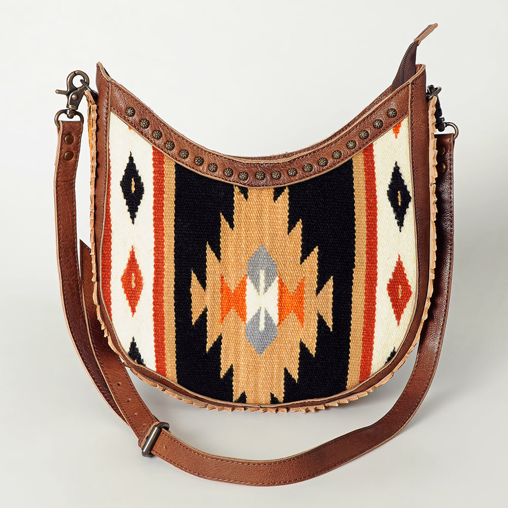 American Darling Hobo Bag Western Hand Tooled Floral Genuine Leather Crossbody with Hand Woven Saddle Blanket & YKK Zipper