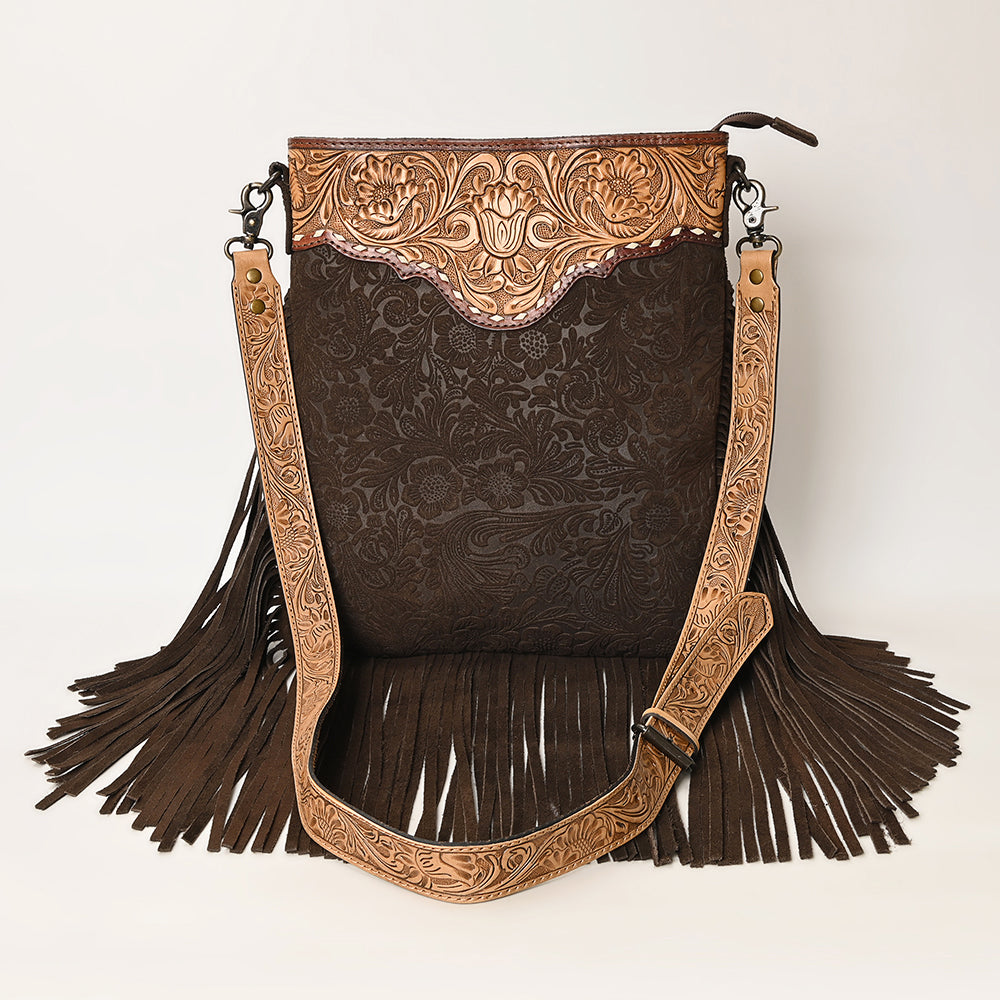 American Darling Messenger Hand Tooled Hair On Genuine Leather Western Women Bag Handbag Purse | Cute