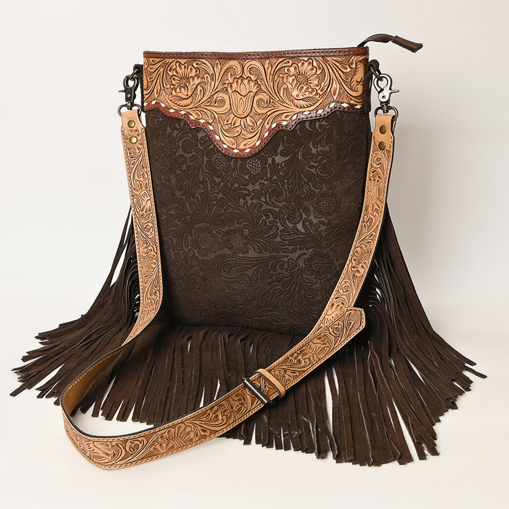 American Darling Messenger Hand Tooled Hair On Genuine Leather Western Women Bag Handbag Purse | Cute
