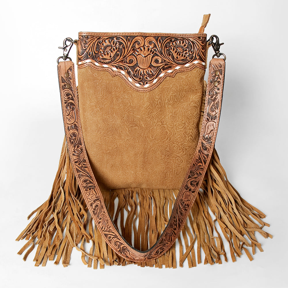 American Darling Messenger Hand Tooled Hair On Genuine Leather Western Women Bag Handbag Purse | Cute