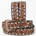 BAR H EQUINE Premium Quality Floral Hand Carved Western Leather Men And Women Belt Brown