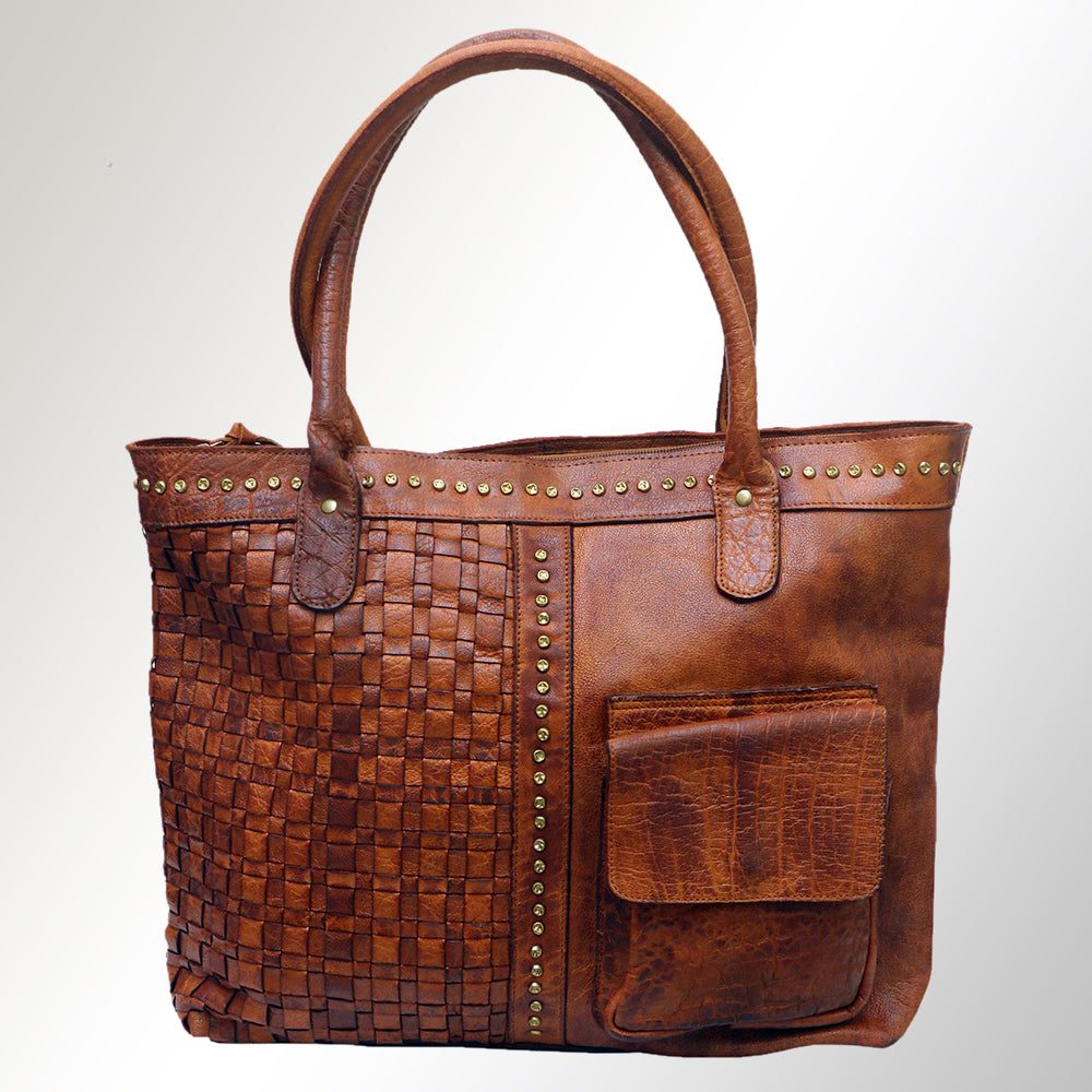 Never Mind Tote Vintage Handmade Genuine Cowhide Leather