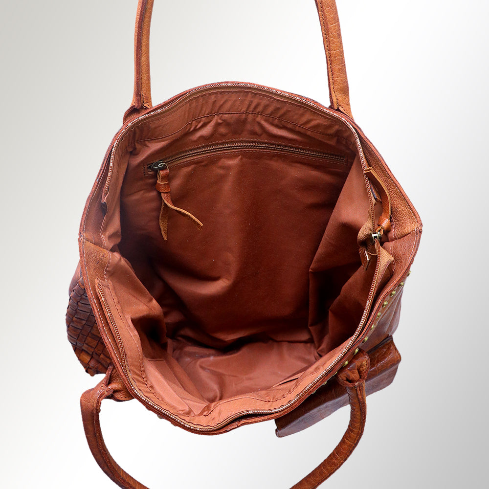 Never Mind Tote Vintage Handmade Genuine Cowhide Leather
