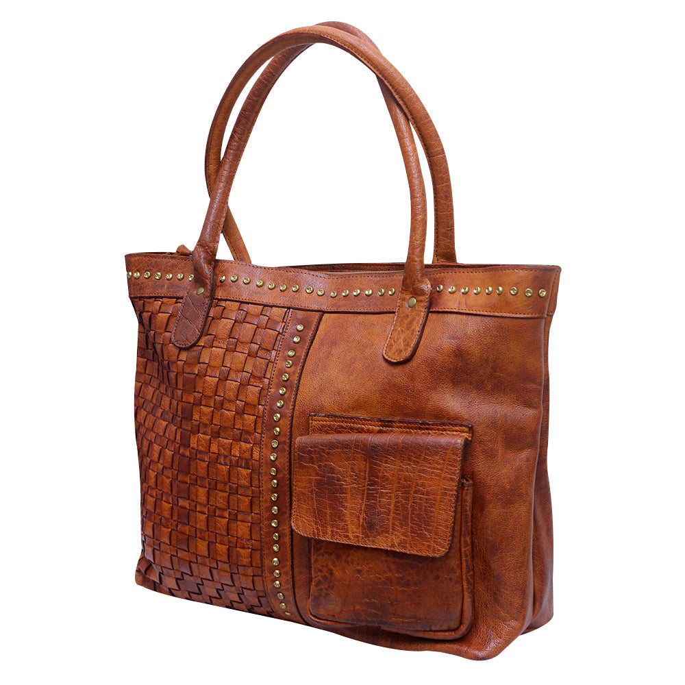 Never Mind Tote Vintage Handmade Genuine Cowhide Leather
